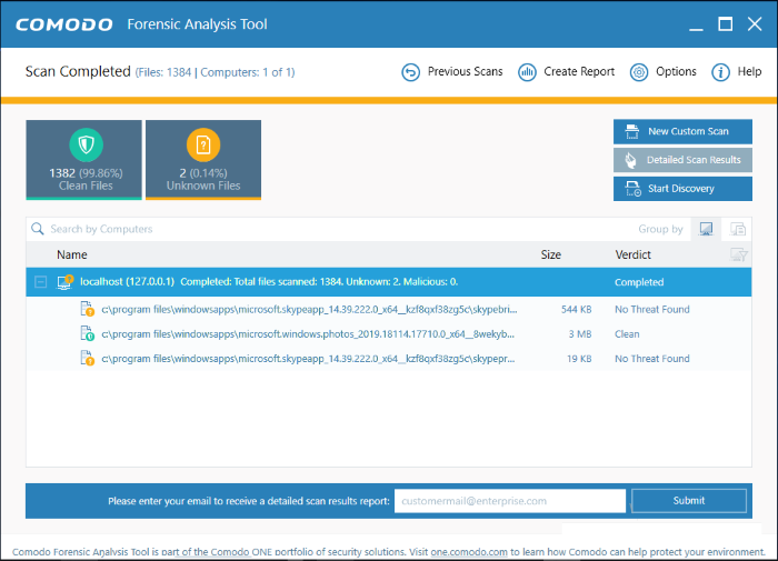 Scan Computers In AWorkgroup, Comodo Forensic Analysis, COMODO